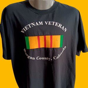 Vtg T-shirt XXL 90's Vietnam Veteran Jerzees Black XXL Morgan County Colorado
